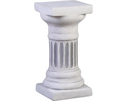 Ronde zuil - Stenen sokkel - Buiten decoreren - Vorstbestendig materiaal - 39 cm hoog - Grijs