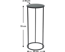 Ronde Zwarte Bloemenkruk van Metaal - Moderne Plantenstandaard en Bijzettafel 50-70 cm