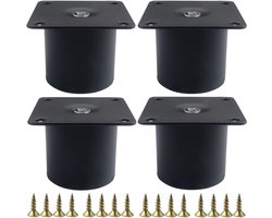 Ronde Zwarte Metalen Meubelpoten voor Bank, Kast en Bureau met Montage Schroeven - Verkrijgbaar in 10cm en 5cm Hoogte