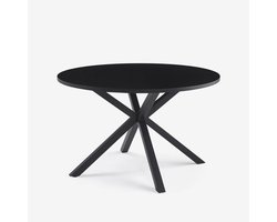Ronde zwarte tafel 120 cm met gekruiste poten Samu