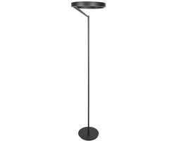 Ronde zwarte vloerlamp Mykty 4201ZW – Ø40 cm, 170 cm hoog, 5200 lumen met vloerdimmer, modern design, Steinhauer Exclusive