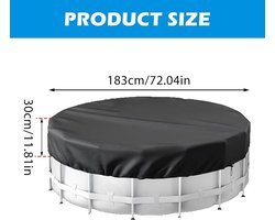 Ronde zwembadafdekking - veiligheidsafdekking voor verhoogde zwembaden - 1 stuk - zwart - Oxford-stof - 183 x 30 cm