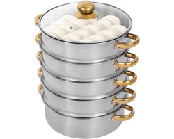 RONN® Stoomkoker - Stoomkokers - Stoompan - Goud / Zilver - 42cm x 32cm x 30 cm