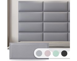 Ronte - Hoofdeinde voor tweepersoonsbed - Geluidsdichte 3D-wandpanelen - Grijs - 6-pack 60 x 25 cm
