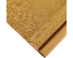 Ronte - Klassieke bloemenserie kunstleer 30x135 cm - PU bekleding - Vintage PU-leer voor kunsthandwerk - DIY decoratie - Geel