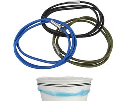 Ronte - Set van 3 extra brede verstelbare rubberen elastieken voor vuilnisemmer, kattenbakzakken voor thuis en op kantoor.