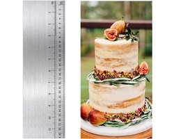 Ronte - Taartschraper van roestvrij staal met schaalverdeling - 30 cm - Gladde spatel - Zijschraper - Zilver - Glazuur - Mousse - Cake - Botercrème - Keukengereedschap.