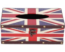 Ronte - Tissue box van hout en leer - Vintage servet opbergdoos - Badkamer accessoire met elegante uitstraling - Geschikt voor kaptafel, nachtkastjes, werkbladen, wastafels en bureaus.