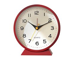 Rood 4,5-Inch Batterij-Aangedreven Retro Analoge Wekker, Kleine Stille Nachtkastje Klok, Met Verlichting Functie, Geen Tikkende Eettafel Decoratie Woonkamer, Slaapkamer, Bed, Plank