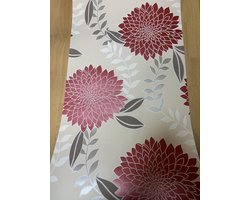 ROOD CREME BEHANG MET GLITTER 24711