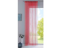 Rood Draadgordijn 250x140 cm met Trekkoord en Plooiband - Ruimteverdeler Geschikt voor Gordijnroedes en Rails