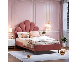 Rood Kinderbed – Enkelbed 90x200cm met Bloemblad Ontwerp, Leuk en Comfortabel voor Kinderkamer