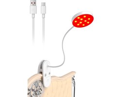 Rood Licht Leeslamp - Slimme Klemlamp Bed met 2h/3h Timer - Oplaadbare LED Boeklamp - Flexibele Zwanenhals - Bedlampje2000mAh Batterij - Slaaphulp Nachtlampje - Wit