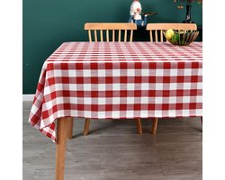 Rood-Wit Geruite Tafelkleed (140x180 cm) – Linnenlook, Klassiek Ruitpatroon, voor Eettafel en Tuinfeestjes