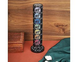 Rookstaafjes-torenbrander van zwart marmer speksteen - rond decoratief olifantensnijwerk - theelichthouder voor thuis en kantoor - geur en yoga meditatie accessoires - 76 x 76 x 267 cm