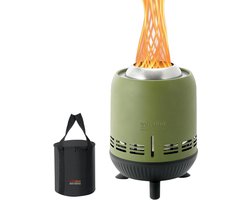 Rookvrije Open Haard Vuurschaal met Opbergtas voor Buiten - Draagbare Vuurkorf voor Hout/Pellets Verbranding - Mini-tafelhaard voor Balkon Camping - Roestvrij Staal 15x24cm Groen
