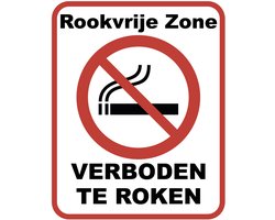 Rookvrije Zone Verboden te roken bord | 20 x 25 cm & 3 mm dik | Dibond Bord