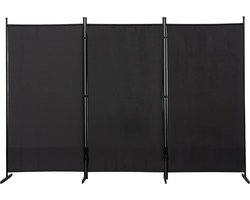 Room Divider, Extra Long Screen, 3-Piece Privacy Screen, Foldable with Metal Frame, Polyester Blend for Living Room, Bedroom, Kitchen, Office, Balcony, Garden, Black, 260 x 176 cm