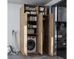 Roomart DORA-II Wasmachine Ombouwkast 115x230 cm met Opzetkast - Eiken