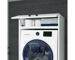 Roomart Opzetkast voor Wasmachine Ombouwkast 67x22 cm - Opzetkast met Lade - Wit