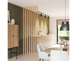 Roomdivider Lat Eiken 274,5 cm – Inclusief Montageset – Houten Lat 18x80 mm – Voor Lattenwand / Scheidingswand – Per stuk