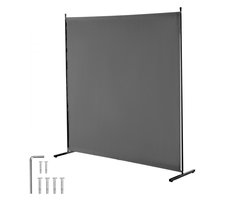 Roomdivider Scheidingswand - Enkel Paneel - Hoogte 180 cm - Vrijstaand - Kamerscherm Voor Binnen - Voor Kantoor & Slaapkamer - Grijs