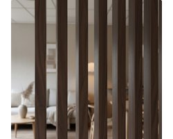 Roomdivider - Scheidingswand - Walnoot - 300cm inkortbaar! - 360 graden draaibaar! - Kamerscherm - Kamer afscheiding -