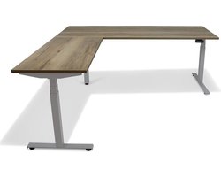 Roomforthenew Heathrow Hoek - Bureau - Bureautafel - Gaming bureau - Computertafel - Hoekbureau – Natuur eiken - Verstelbaar bureau - Gaming Desk - Bureau tafel - Hoekbureau verstelbaar - Zit sta bureau elektrisch – Aluminium onderstel