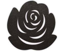 Roos vilt onderzetter - Zwart - 6 stuks - ø 10 cm Rond - Glas onderzetter - Cadeau - Woondecoratie - Woonkamer - Tafelbescherming - Onderzetters Voor Glazen - Keukenbenodigdheden - Woonaccessoires - Tafelaccessoires