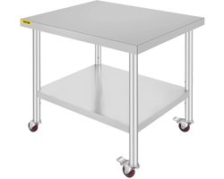 Roossentials tafel - Werktafel - Keukentafel - Voedselbereidingswerkbank - Keukenvoorbereidingstafel - Met 4 wielen - 61 x 30,5 cm