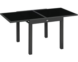 Roossentials uitschuifbare eettafel - Tuintafel - Eettafel - Voor buiten - Tafel - Voor tuin - Aluminium - Met glazen blad - Zwart