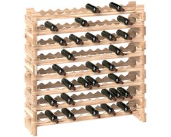 Roossentials wijnrek - Flessenrek - Houten wijnrek - Met 8 niveaus - Voor 96 flessen - Voor keukenbar - Natuurlijk hout