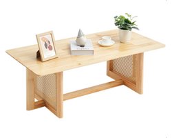 ROOTY Salontafel - Moderne salontafel - Bijzettafel - Rechthoekig - Natuurlijk rubber hout - Unieke Rotan stijl - 115x57x45 cm