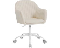 ROOY Bureaustoel - Ergonomische bureaustoel - Draaifauteuil - Make-up stoel - Fluweel - Créme wit/ Beige - Verstelbare hoogte -