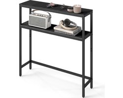 RosaBloom Bijzettafel - Smalle Wandtafel - Moderne Consoletafel & Sidetable voor Gang, Woonkamer en Slaapkamer - Zwart - 80x20x80 cm