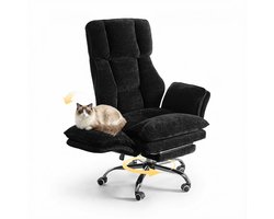 RosaBloom Bureaustoel - Gamestoel - Fauteuil - Ergonomisch - Grote Zitting - Opklapbare Armleuningen - Met Voetensteun - Zwart