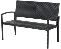 RosaBloom tuinbank - Loveseat - Buitenbank - Terrasbank - 2 Zits - Weerbestendig - 122x60x85 cm - Rotan - Zwart