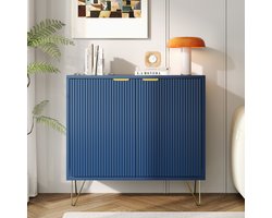 ROSAHQNDA Marineblauwe kast, houten dressoir met 2 deuren, buffetkast, multifunctionele kast, kluisjes voor keuken, woonkamer, hal, slaapkamer