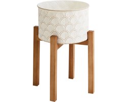 ROSEE - Verhoogde bloempot - Gebroken wit - 20 x 20 x 32 cm - Staal