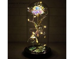 Roses of Eternity - Galaxy roos in glazen stolp met LED - Cadeau voor vrouw, (beste) vriendin, haar - Valentijn - Moederdag - Valentijnsdag - Huwelijk - Eeuwige Roos - Romantisch Liefdes - rozen in glas