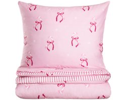 ROSETTA Flanel dekbedovertrek Roze 160x200 cm met het Sierlijke Kerstaccent