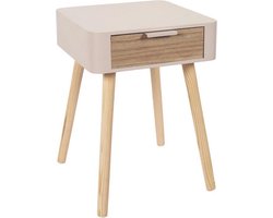 Rosewood bedtafel met H. 48cm lade - Bois|Pin - Roze - Rose - SILUMEN