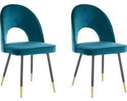 Rosie-Stoel - Petrol Fluweel - Set van 2