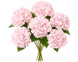ROSIFY Kunstbloemen - Kunst Hortensia - Nepbloemen - Kunstbloemen Boeket - Set van 6 stuks - 46cm - Roze