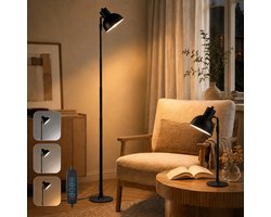 Rosnek 2-in-1 Dimbare LED Vloerlamp en Tafellamp - In Hoogte Verstelbaar 45-145cm - Leeslamp met 3 Lichtkleuren & Traploos Dimbaar - 150° Draaibaar voor Woonkamer & Kantoor - USB Voeding - Zwart