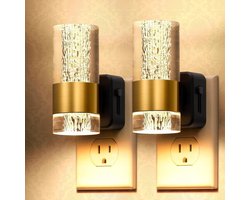 Rosnek 2 Stuks LED Nachtlampje Dimbaar - Warm Wit 3000K - Acryl Wandlamp met Schemersensor Nachtlampjes - Insteekbaar in Stopcontact voor Badkamer (IJsbloemen)