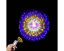 Rosnek 200 LEDs Hangende Vuurwerk Sterrenregen Lamp Dimbaar met Afstandsbediening - Multicolor - op Batterijen - 8 Modus & Timer - Sfeerverlichting voor Binnen en Buiten, Kerst en Feesten