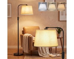 Rosnek Booglamp 173 cm Zwart - Staande Vloerlamp met Draaibare Lampenkap - Leeslamp en Woonkamerlamp - Sfeerlamp voor Bank, Slaapkamer, Eetkamer en Kantoor - Modern Mid-Century Interieur