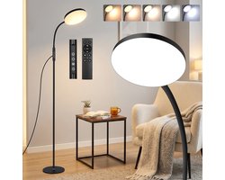 Rosnek Daglichtlamp Staand - Ultra-helder 20.000 Lux - Donkere dagen & Vermoeidheid - 5 Kleuren (1700K Amber - 6500K Daglicht Effect) - Hobbylamp & Vloerlamp met Afstandsbediening & Timer - Zwart