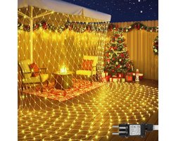 Rosnek Energiebesparend LED Lichtsnoer Buiten - 8 Lichtstanden Voor Tuin Lichtslinger - IP44 Waterdichte Classificatie Lichtslang - Feesten En Camping - Binnen - En Buitengebruik (L1.5xB1.5m, Warm wit licht)